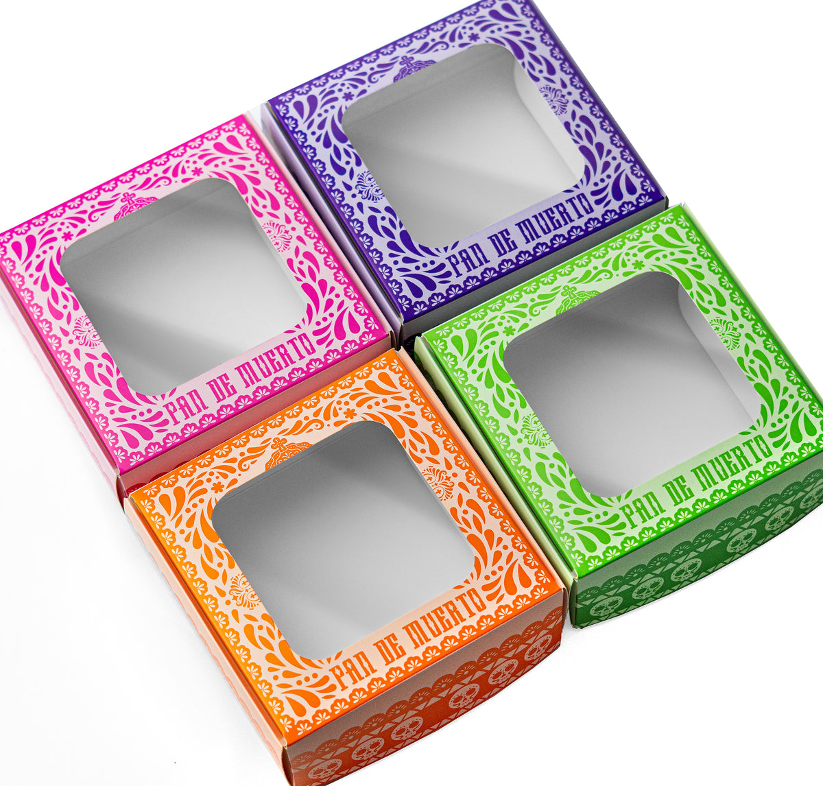 20 Cajas 15X15X6 Cm Papel Picado De Colores Caja para pan de muerto