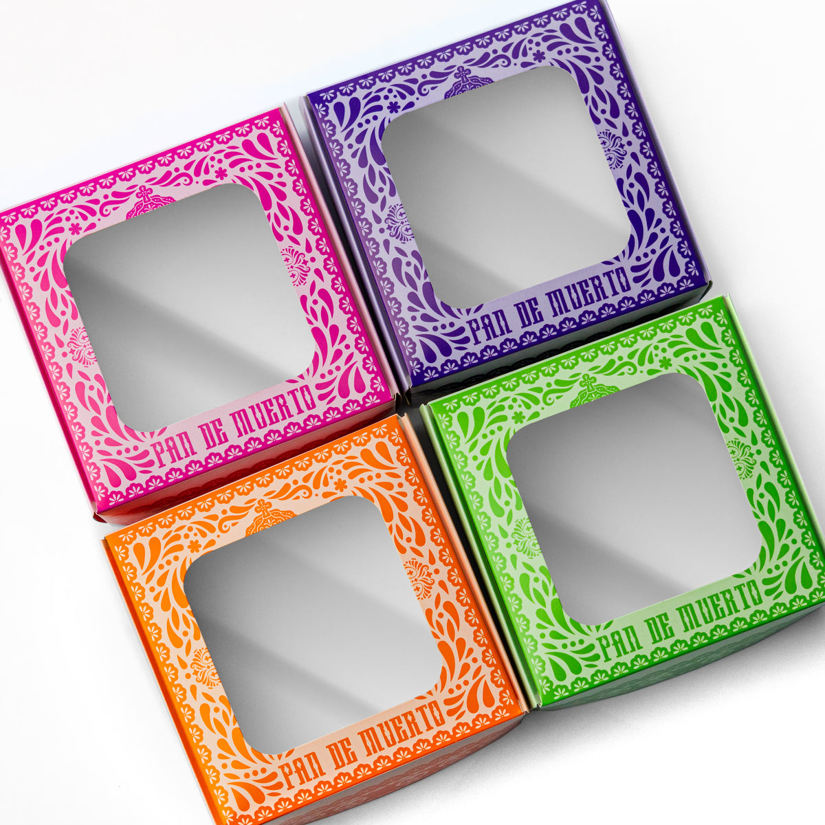 20 Cajas 15X15X6 Cm Papel Picado De Colores Caja para pan de muerto
