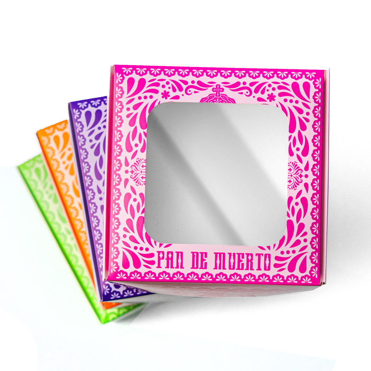 20 Cajas 15X15X6 Cm Papel Picado De Colores Caja para pan de muerto