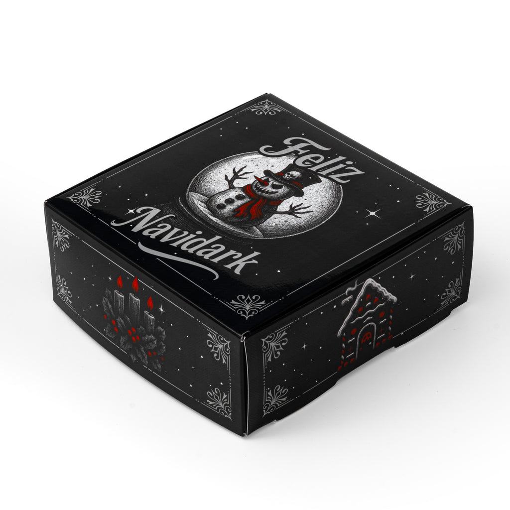 20 Cajas 15X15X6Cm Para Pan de Muertos Temática Navideña Obscura