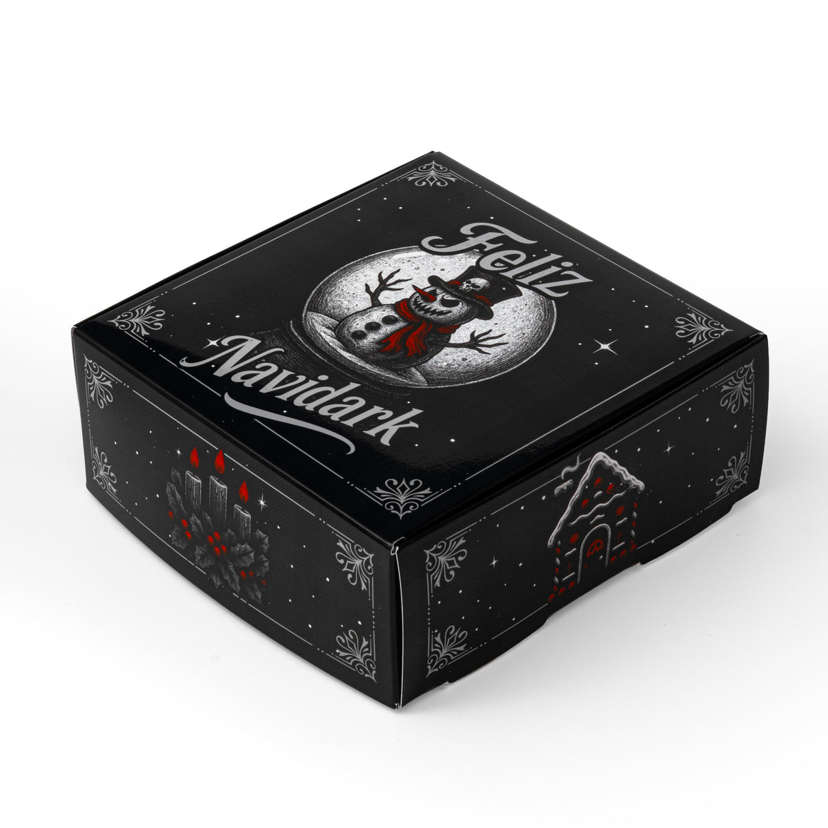 20 Cajas 15X15X6Cm Para Pan de Muertos Temática Navideña Obscura