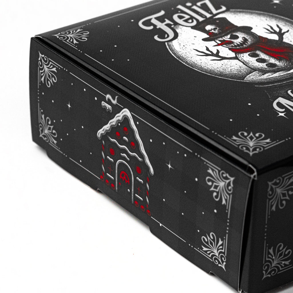 20 Cajas 15X15X6Cm Para Pan de Muertos Temática Navideña Obscura