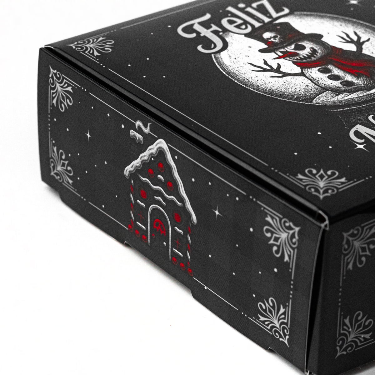 20 Cajas 15X15X6Cm Para Pan de Muertos Temática Navideña Obscura